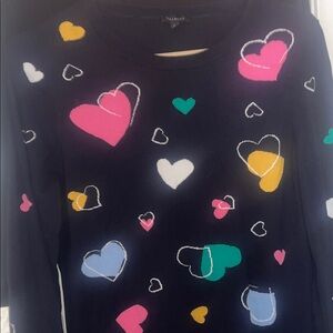 Talbots Navy Sweater with Teal Heart Accent